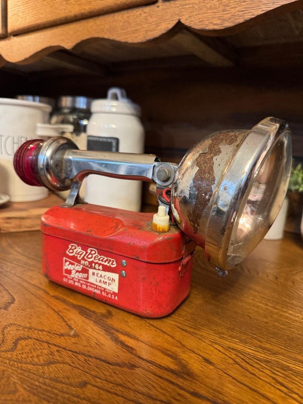 Big Beam No 164 Sealed Beam Beacon Lamp Red Vintage Bell System UC Lite Chicago